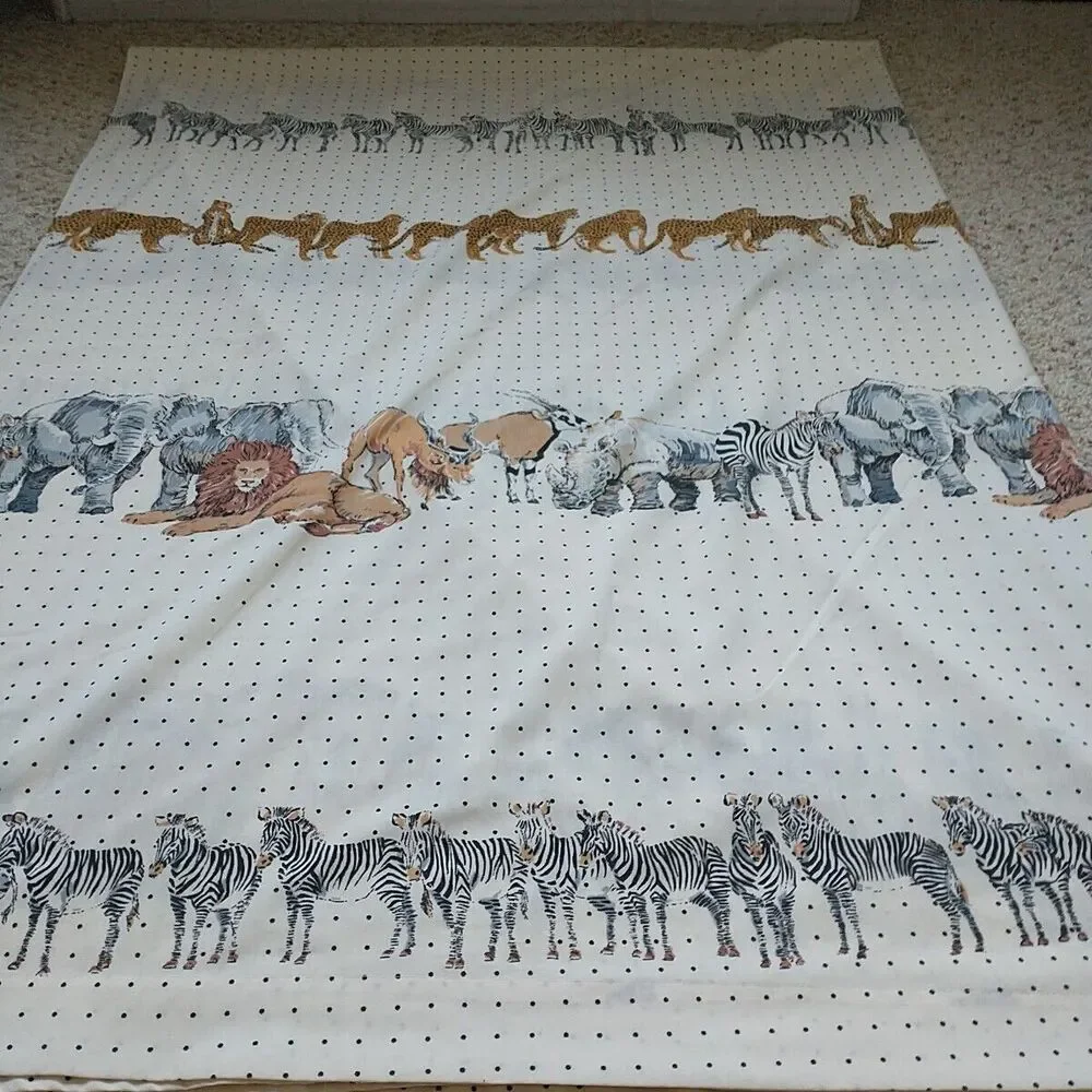 VTG Lady Pepperell Twin Flat Sheet Pillow Case Set Animal Safari No Iron Muslim
